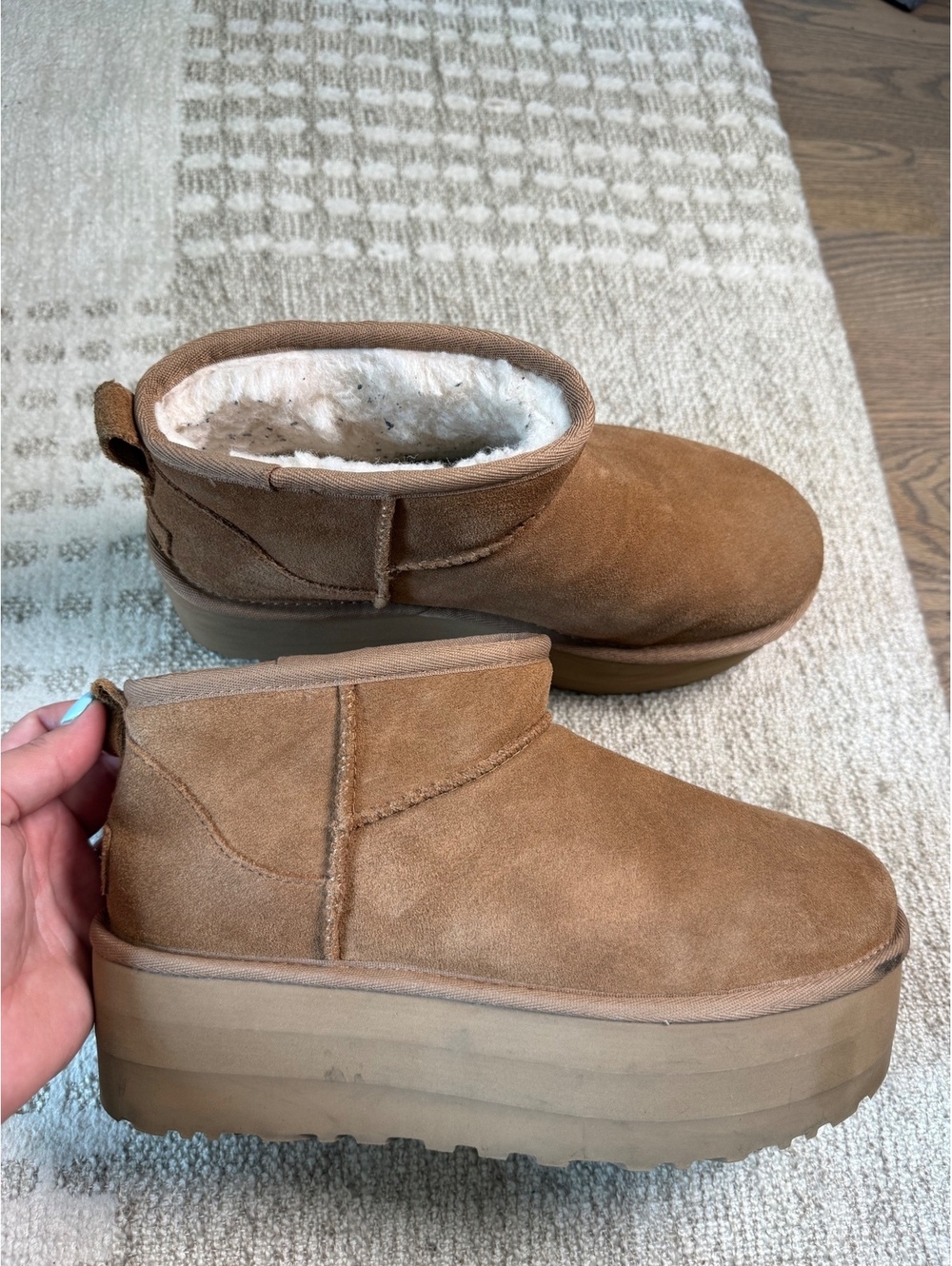 UGG Women's Ankle Boots with Platform Sole in Brown Suede